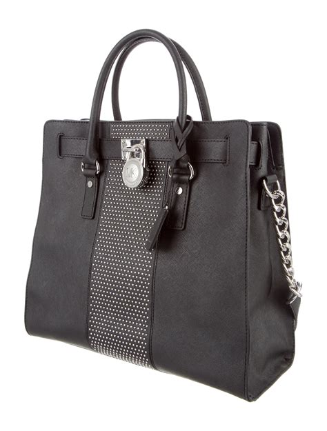 michael kors handbags hamilton charcoal|Michael Kors Hamilton studded bag.